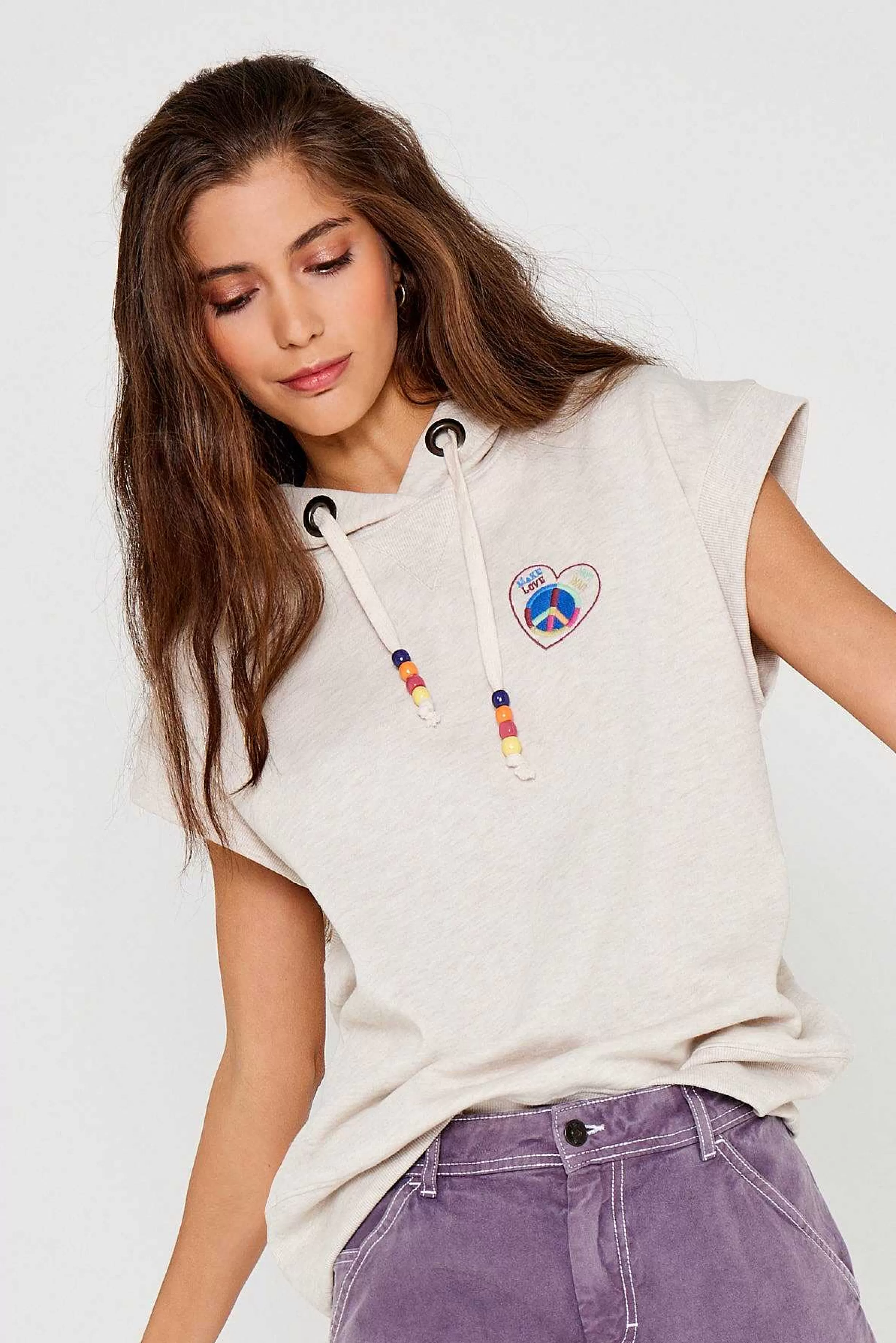 Five Jeans Love & Peace Genser Off White Clearance